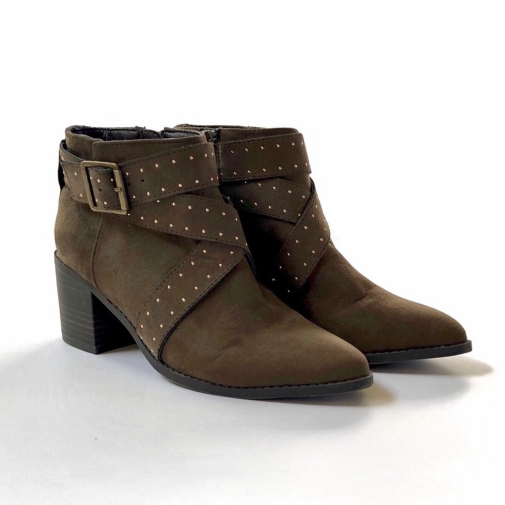 Olive Suede Ankle Booties